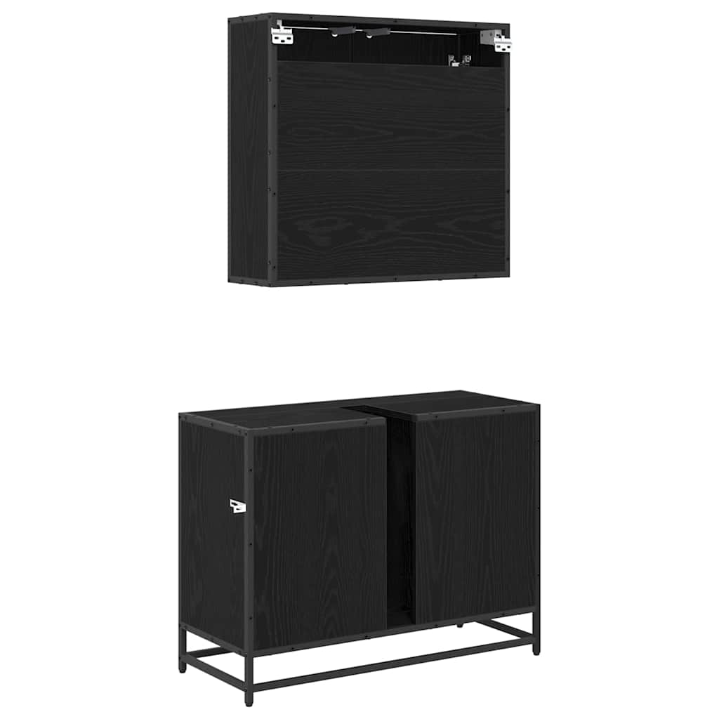 Set namještaja za kupaonicu 2 kom. Crni hrast 80 x 33 x 60 cm