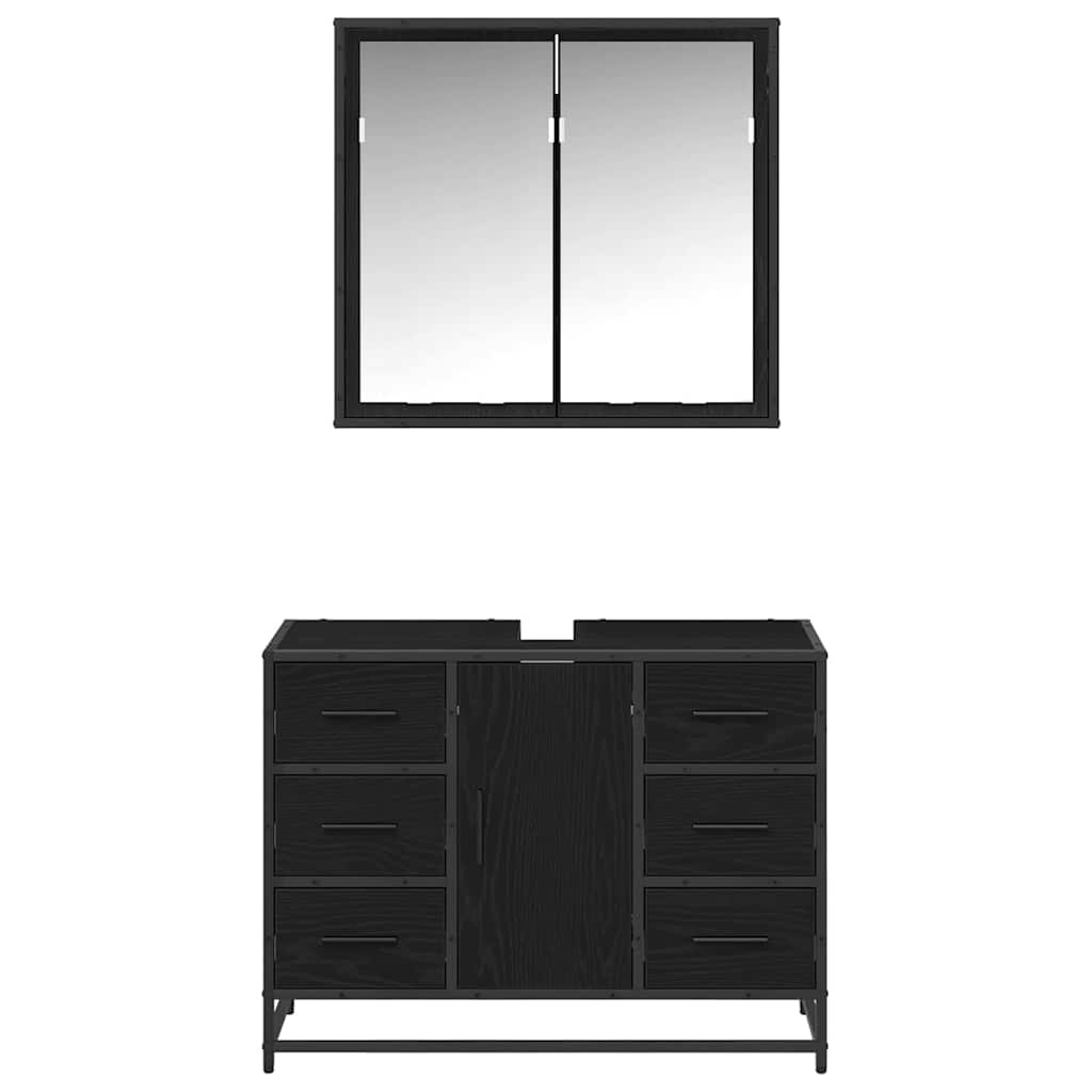 Set namještaja za kupaonicu 2 kom. Crni hrast 80 x 33 x 60 cm