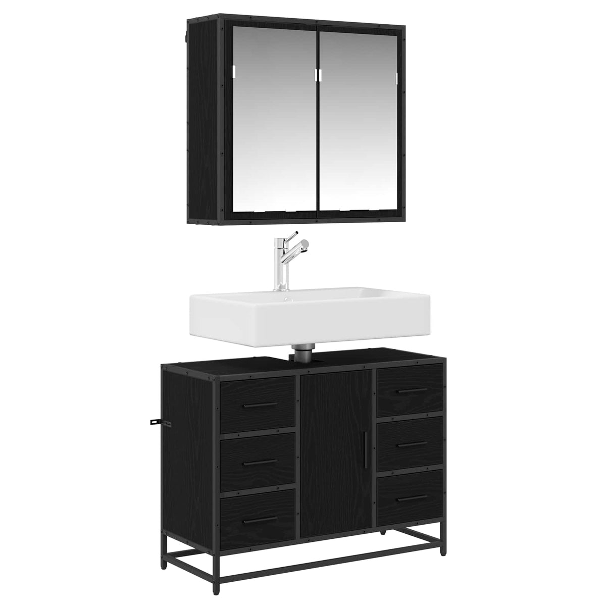 Set namještaja za kupaonicu 2 kom. Crni hrast 80 x 33 x 60 cm
