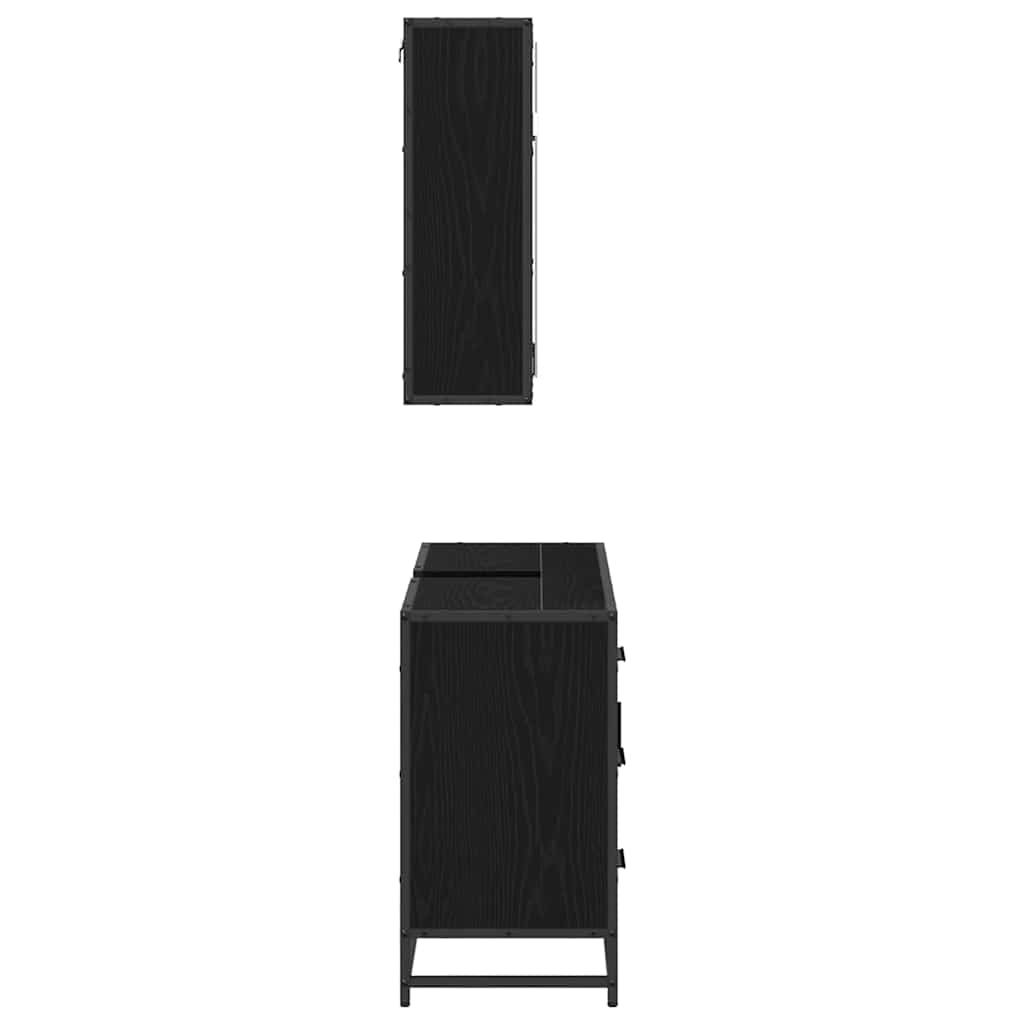 Set namještaja za kupaonicu 2 kom. Crni hrast 80 x 33 x 60 cm
