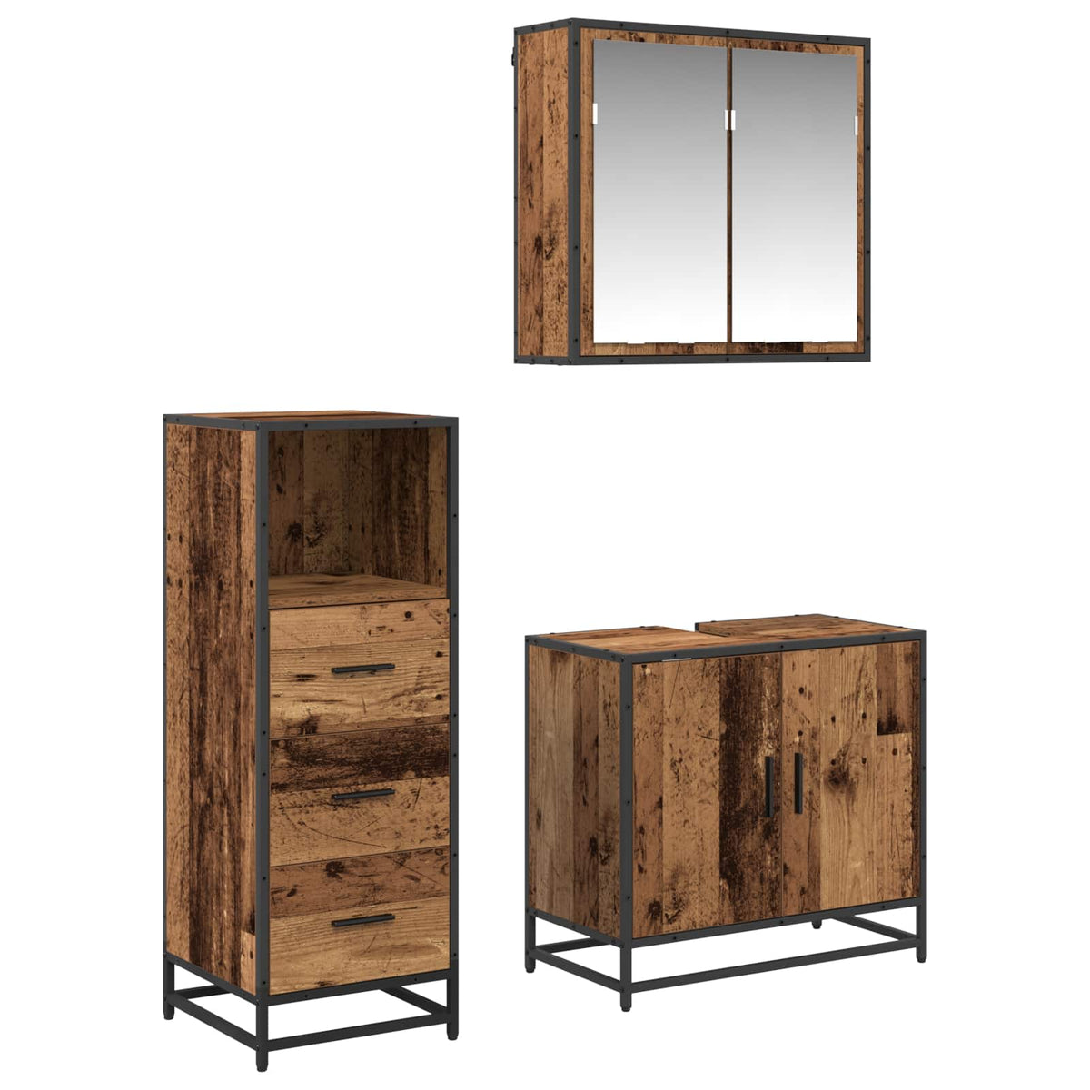 Set namještaja za kupaonicu 3 kom. Staro drvo 65 x 33 x 60 cm
