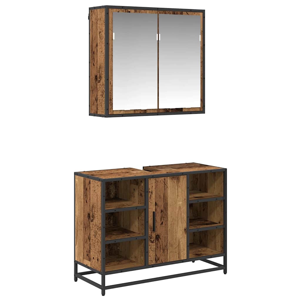 Set namještaja za kupaonicu 2 pcs Staro drvo Konstruirano drvo
