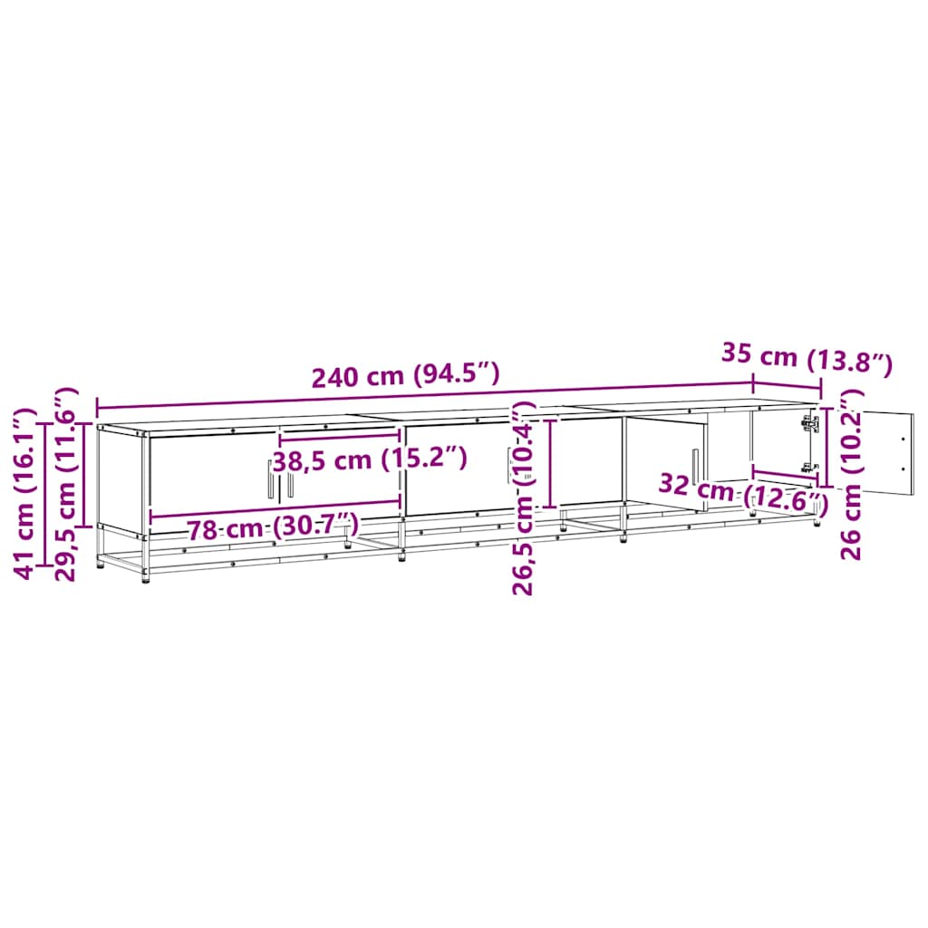 TV Jedinice 2 pcs Crni hrast 240 x 35 x 41 cm Konstruirano drvo