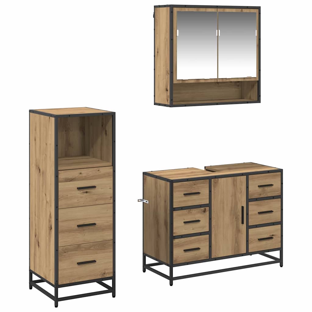 Set namještaja za kupaonicu 3 kom. Umjetnički hrast Smeđa 80 x 33 x 60 cm