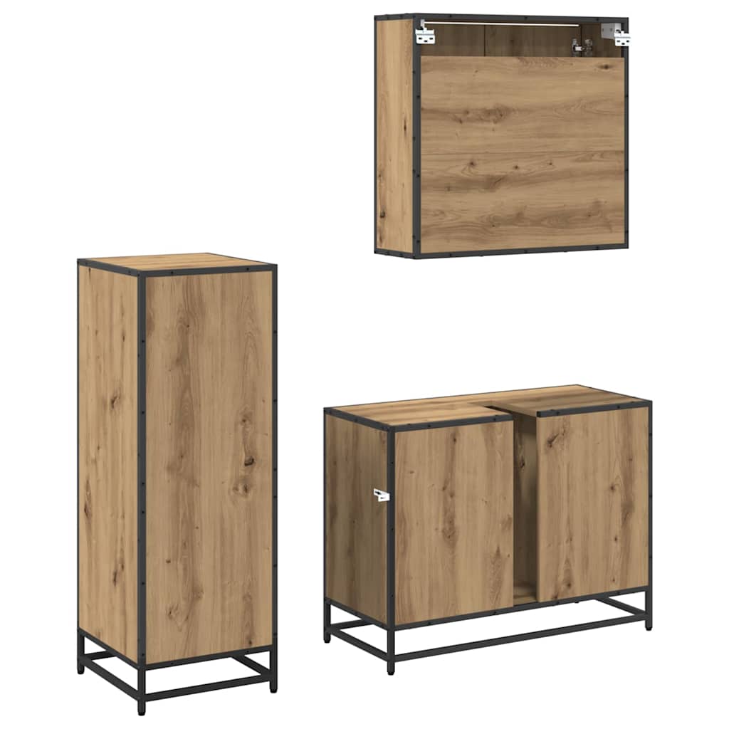 Set namještaja za kupaonicu 3 kom. Umjetnički hrast Smeđa 80 x 33 x 60 cm