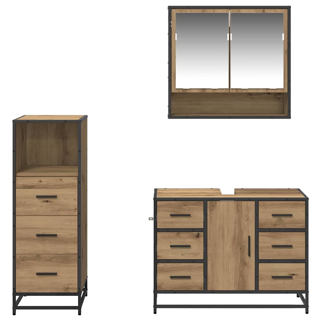 Set namještaja za kupaonicu 3 kom. Umjetnički hrast Smeđa 80 x 33 x 60 cm