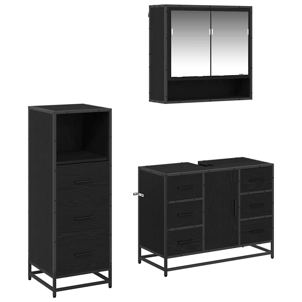Set namještaja za kupaonicu 3 kom. Crni hrast 80 x 33 x 60 cm