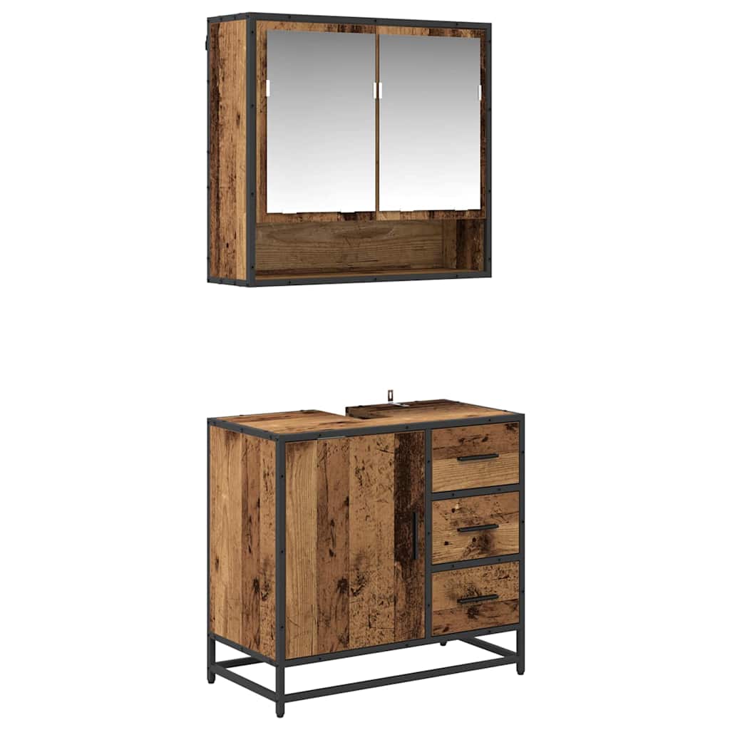 Set namještaja za kupaonicu 2 pcs Staro drvo Konstruirano drvo