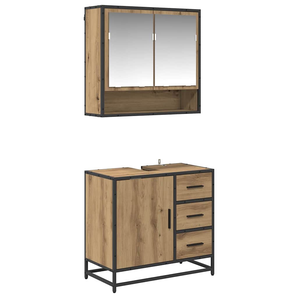 Set namještaja za kupaonicu s ladicama 2 pcs Umjetnički hrast