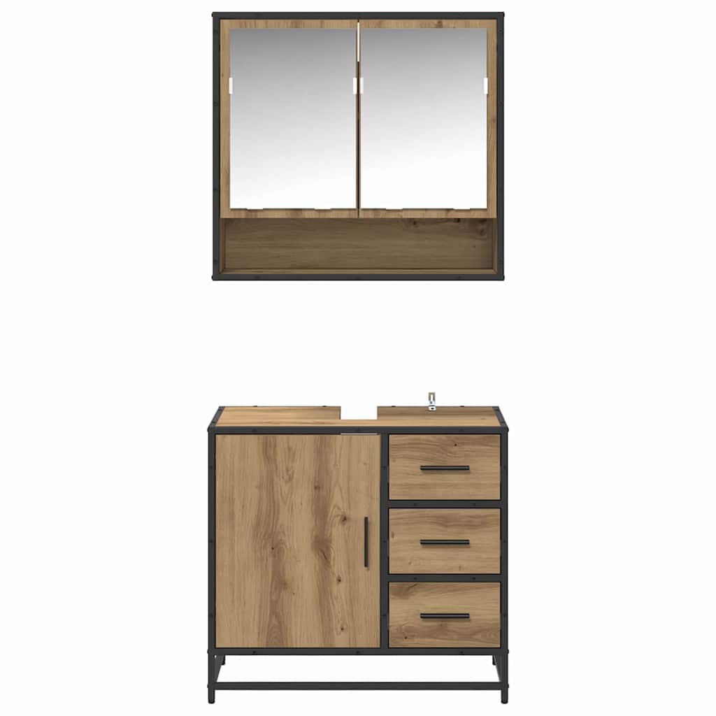 Set namještaja za kupaonicu s ladicama 2 pcs Umjetnički hrast