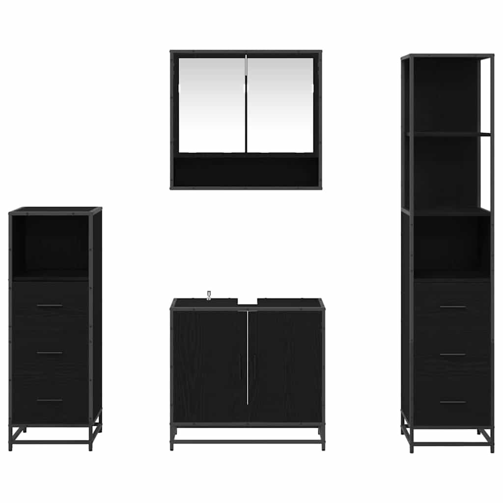 Set namještaja za kupaonicu 4 kom. Crni hrast 65 x 33 x 60 cm