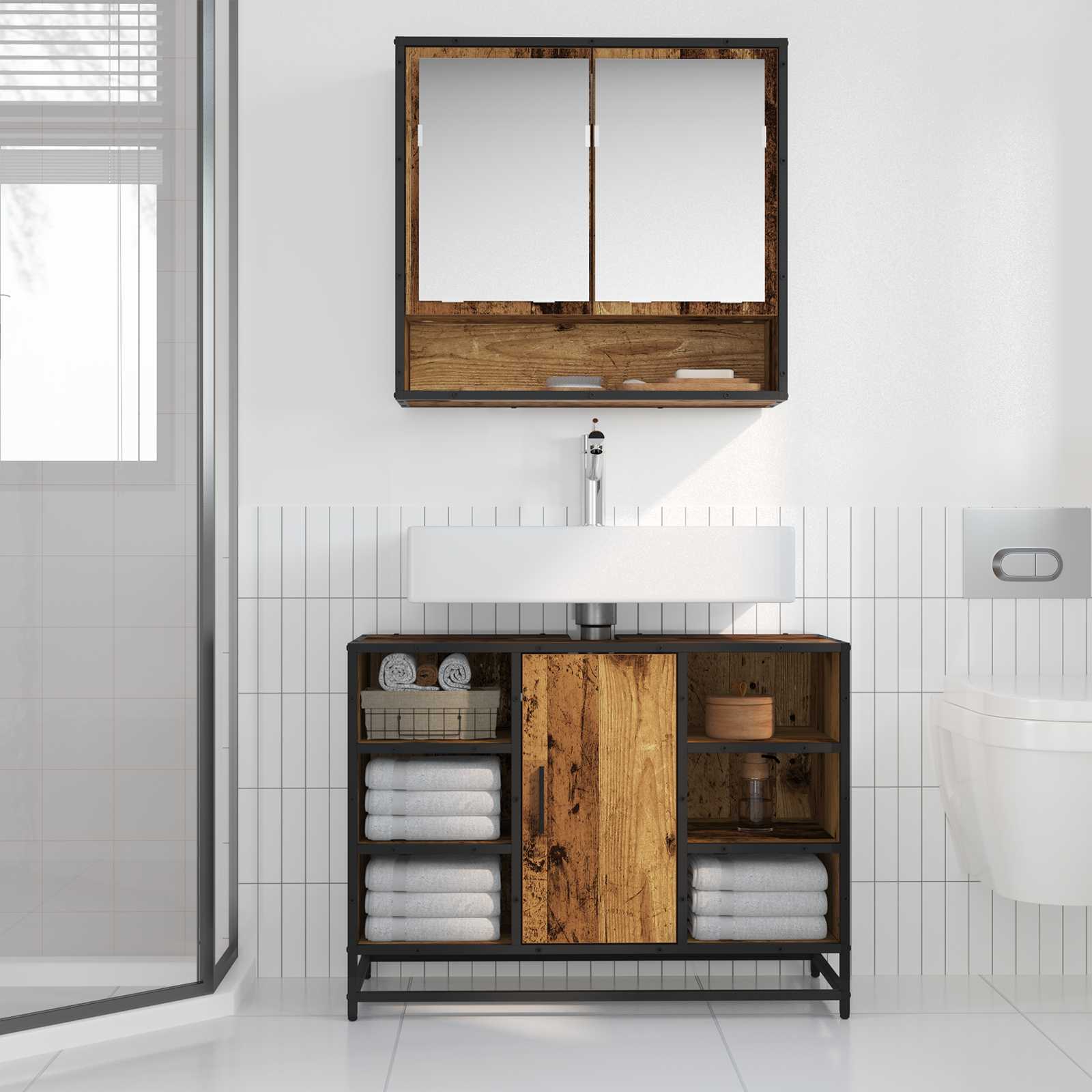 Set namještaja za kupaonicu 2 pcs Staro drvo Konstruirano drvo