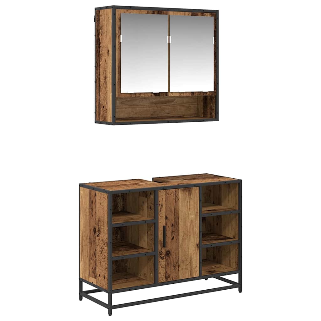 Set namještaja za kupaonicu 2 pcs Staro drvo Konstruirano drvo