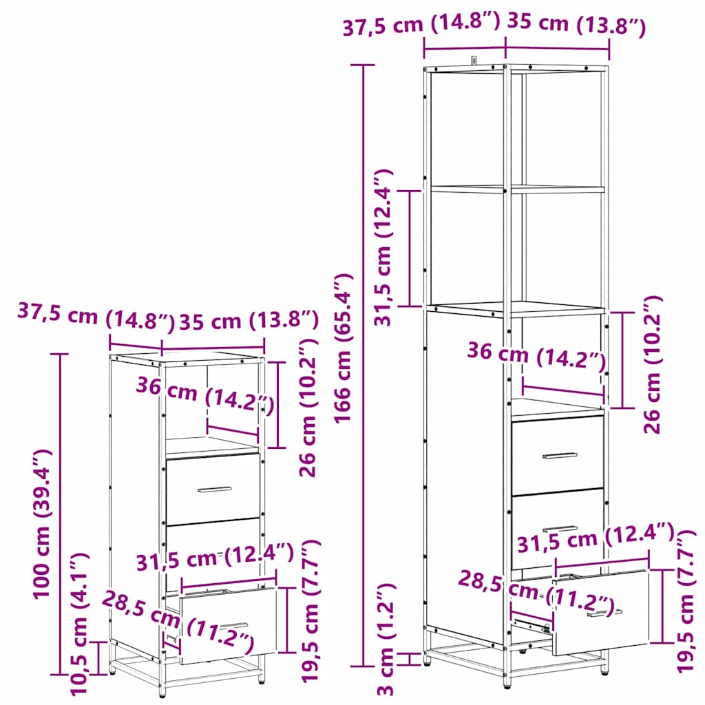 Set namještaja za kupaonicu 4 kom. Staro drvo 65 x 33 x 60 cm