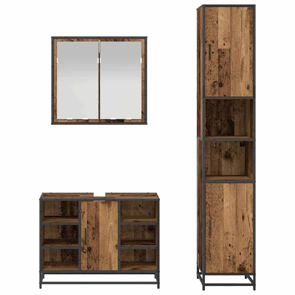 Set namještaja za kupaonicu 3 kom. Staro drvo Konstruirano drvo Smeđa 80 x 33 x 60 cm