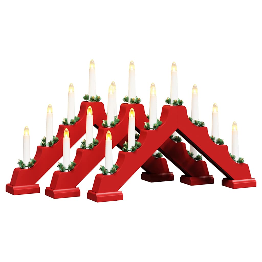 Most sa božićnim svijećama 3 pcs Crvena 39.5 x 5 x 29 cm
