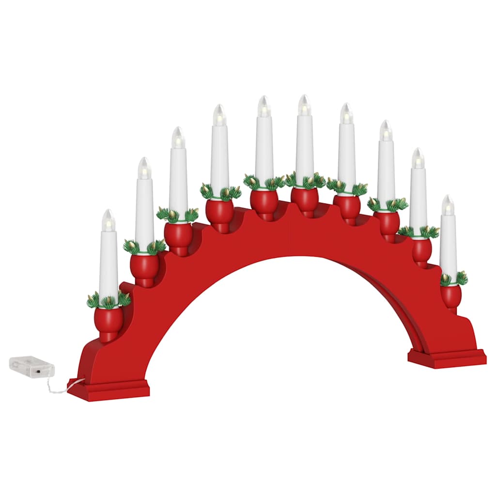 Božićni Svijećnjak s 10 LED Svijećama 3 pcs Crvena