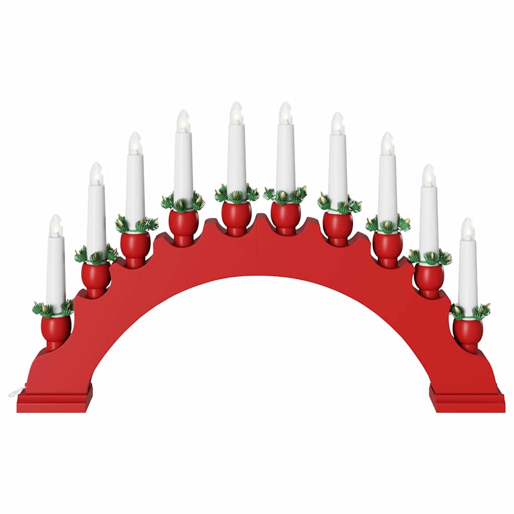 Božićni Svijećnjak s 10 LED Svijećama 3 pcs Crvena