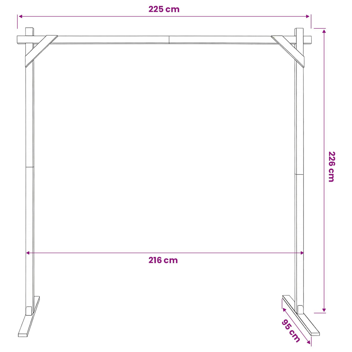 Vjenčani luk Svijetlosmeđa 225 x 95 x 226 cm Masivna borovina