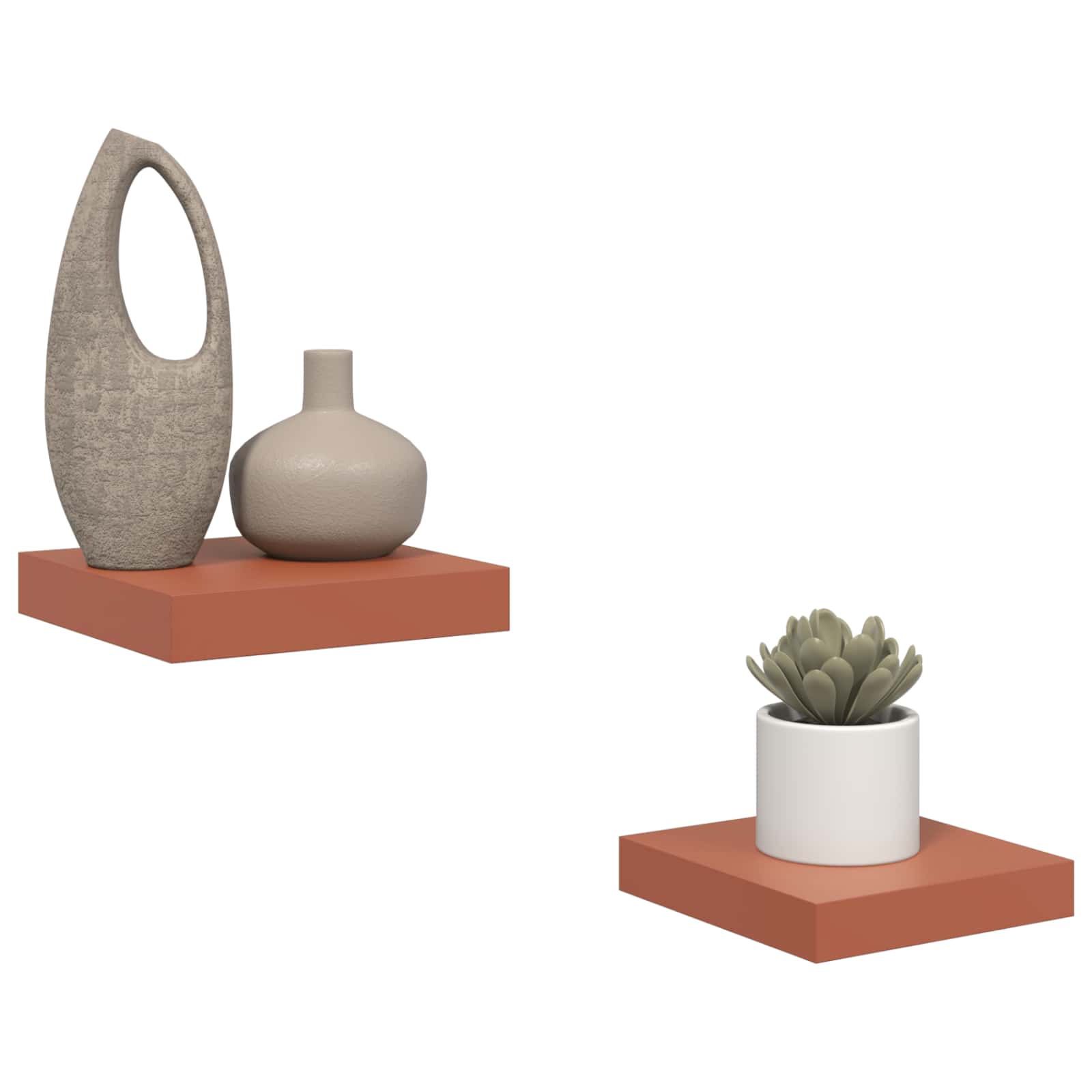 Polica na zidu 2 pcs Crvena 23 x 23,5 x 4 cm Konstruirano drvo