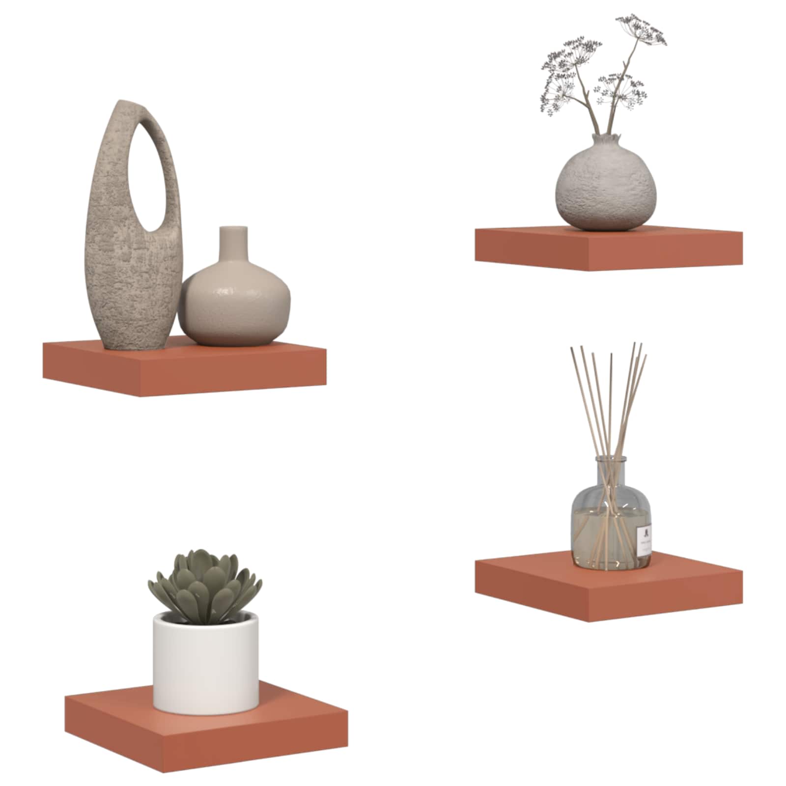 Polica na zidu 4 pcs Crvena 23 x 23,5 x 4 cm Konstruirano drvo