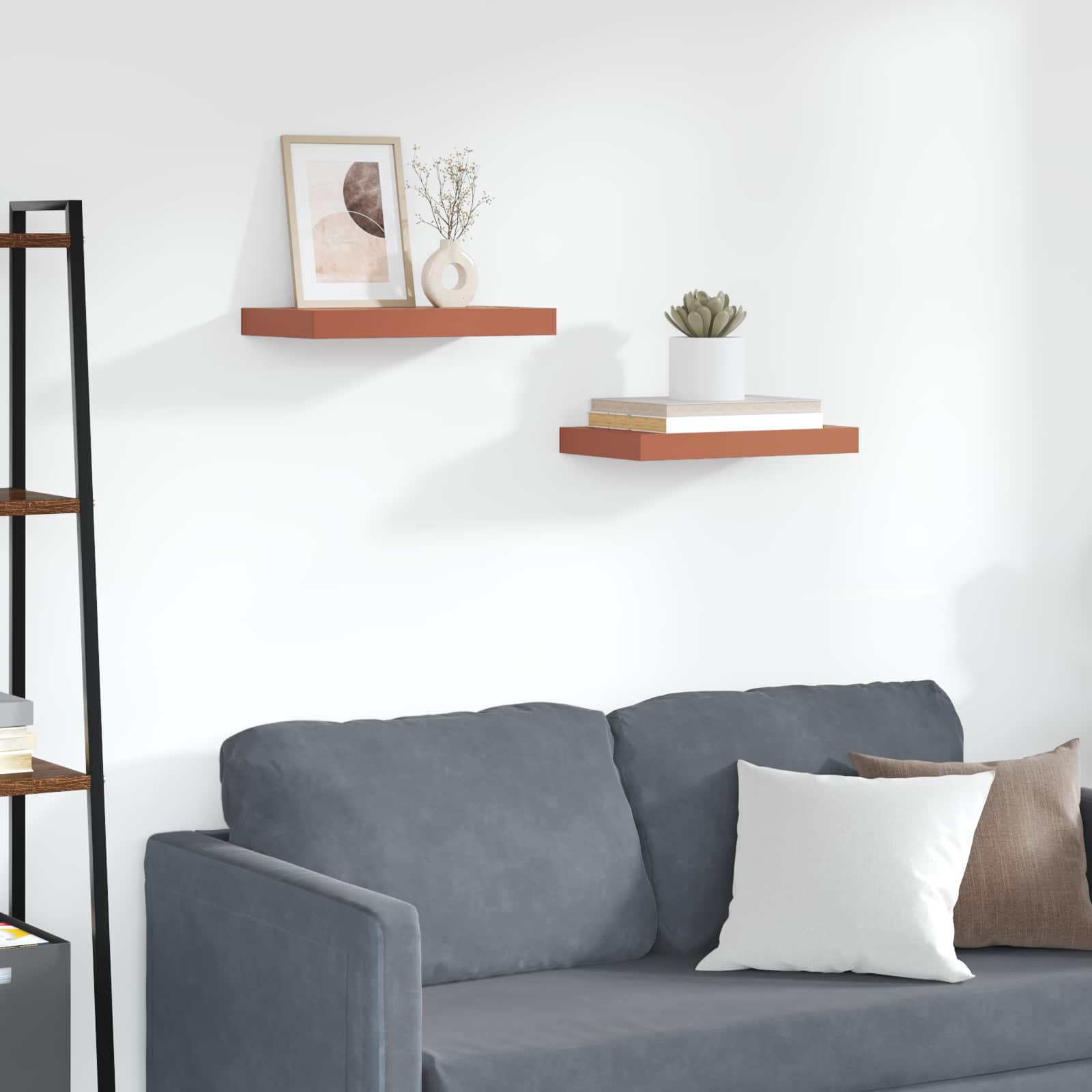 Polica na zidu 2 pcs Crvena 40 x 23,5 x 4 cm Konstruirano drvo