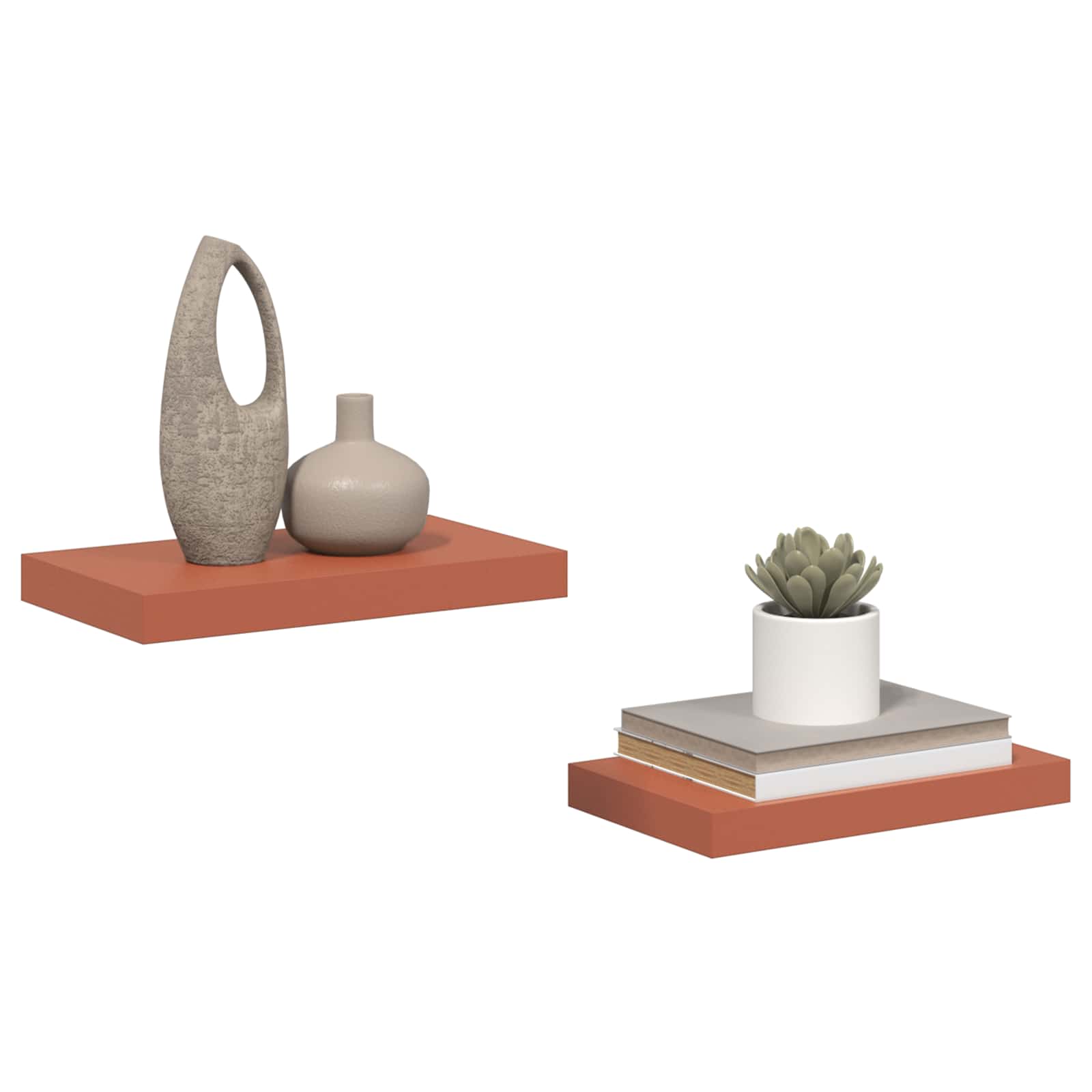 Polica na zidu 2 pcs Crvena 40 x 23,5 x 4 cm Konstruirano drvo