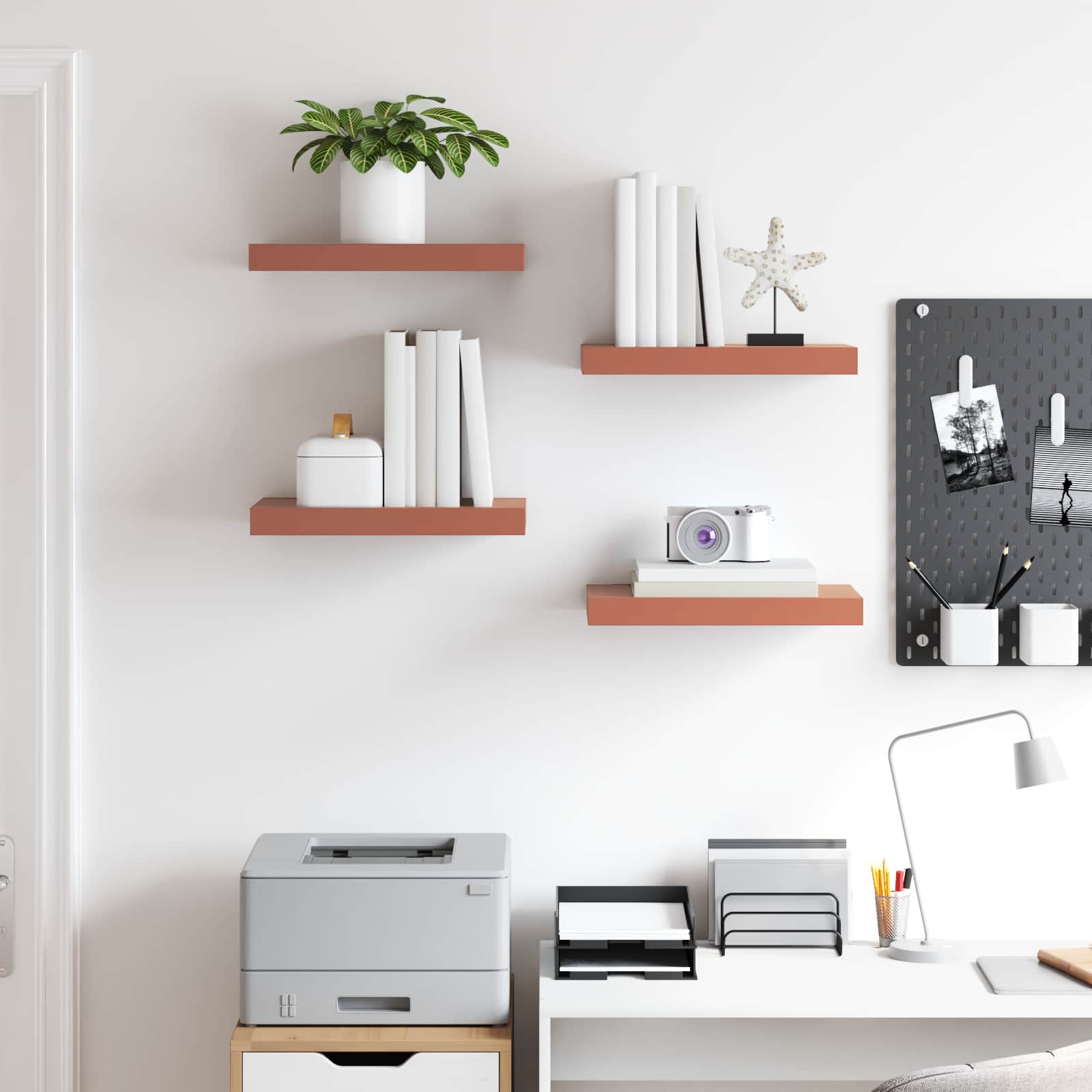 Polica na zidu 4 pcs Crvena 40 x 23,5 x 4 cm Konstruirano drvo
