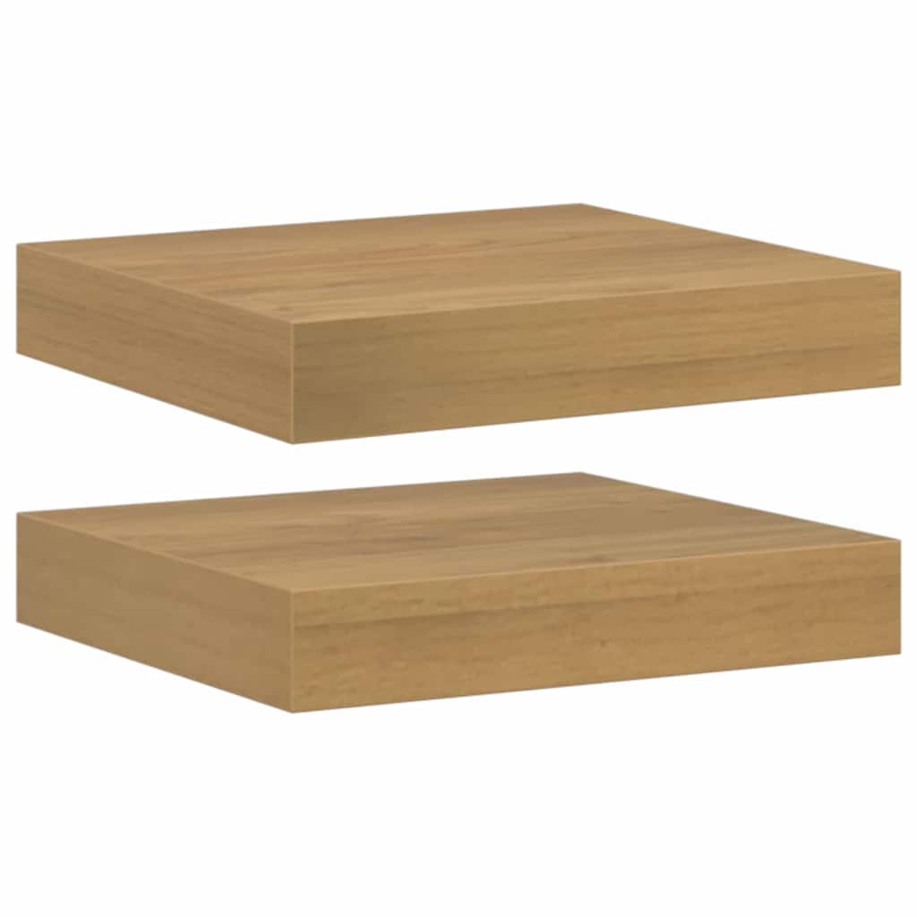 Polica na zidu 2 pcs Smeđa 23 x 23,5 x 4 cm Konstruirano drvo