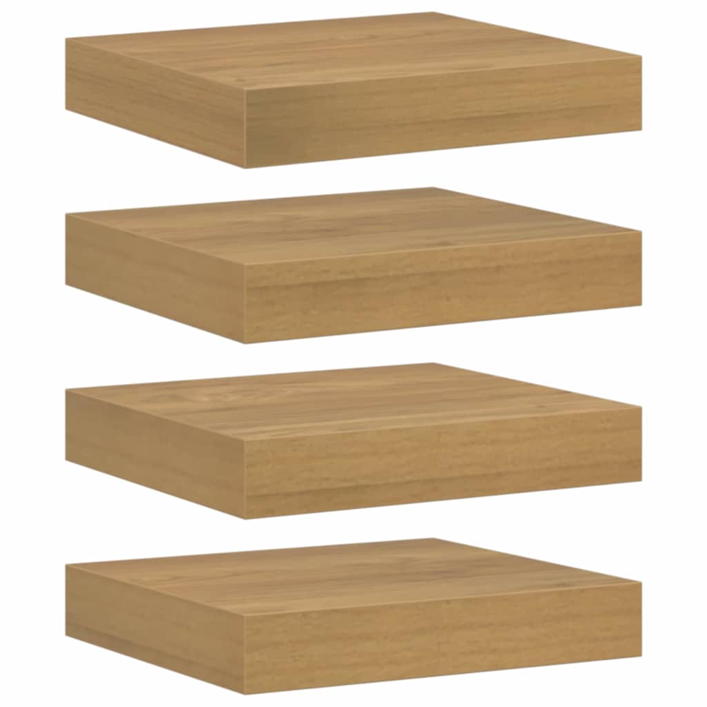Polica na zidu 4 pcs Smeđa 23 x 23,5 x 4 cm Konstruirano drvo