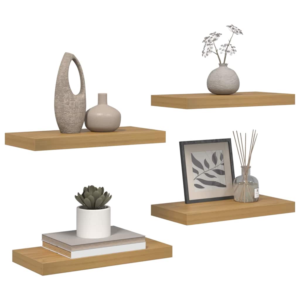 Polica na zidu 4 pcs Smeđa 50 x 23 x 4 cm Konstruirano drvo