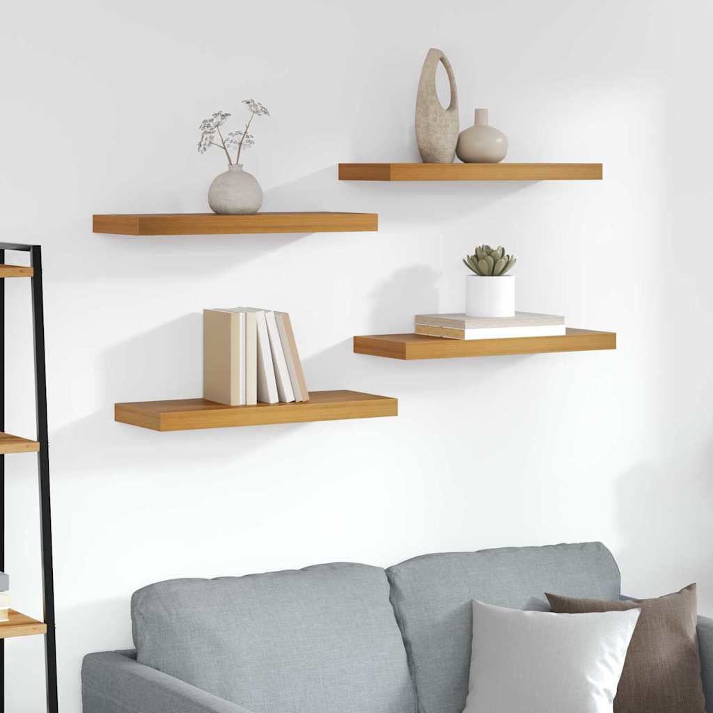 Polica na zidu 4 pcs Smeđa 60 x 23 x 4 cm Konstruirano drvo