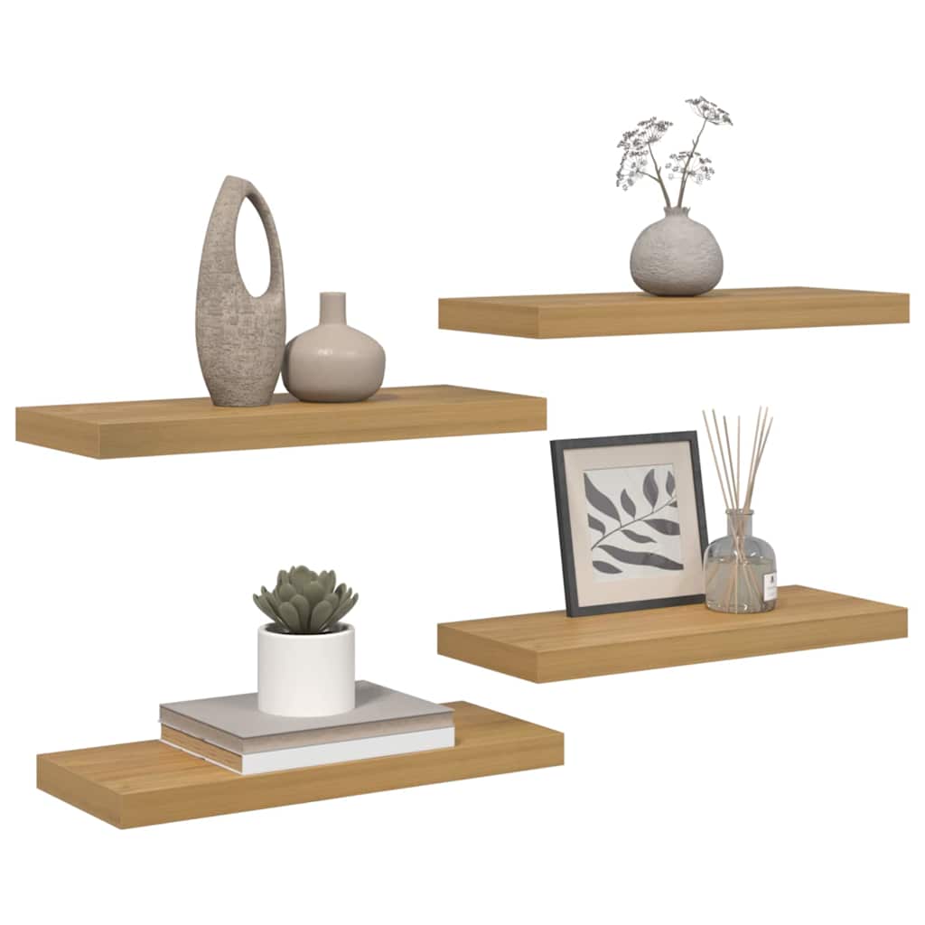 Polica na zidu 4 pcs Smeđa 60 x 23 x 4 cm Konstruirano drvo