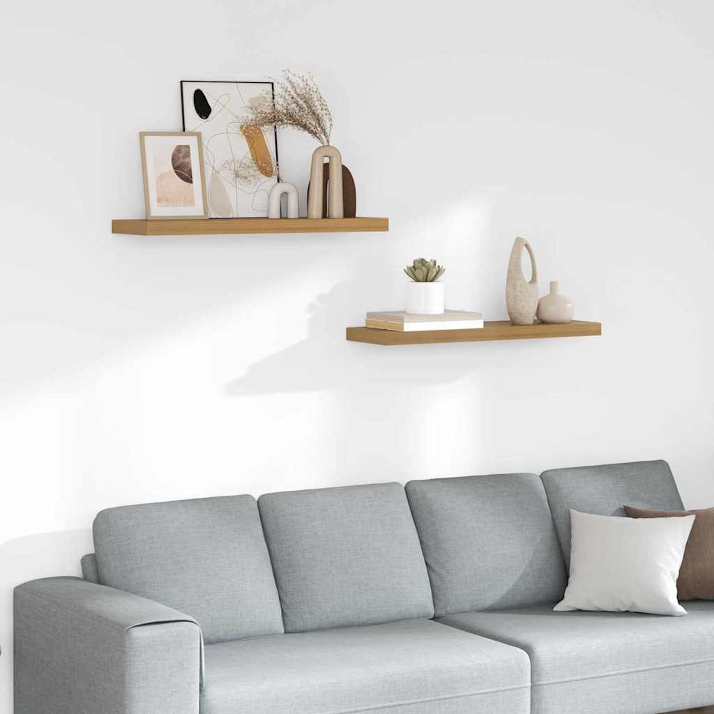 Polica na zidu 2 pcs Smeđa 80 x 23,5 x 4 cm Konstruirano drvo