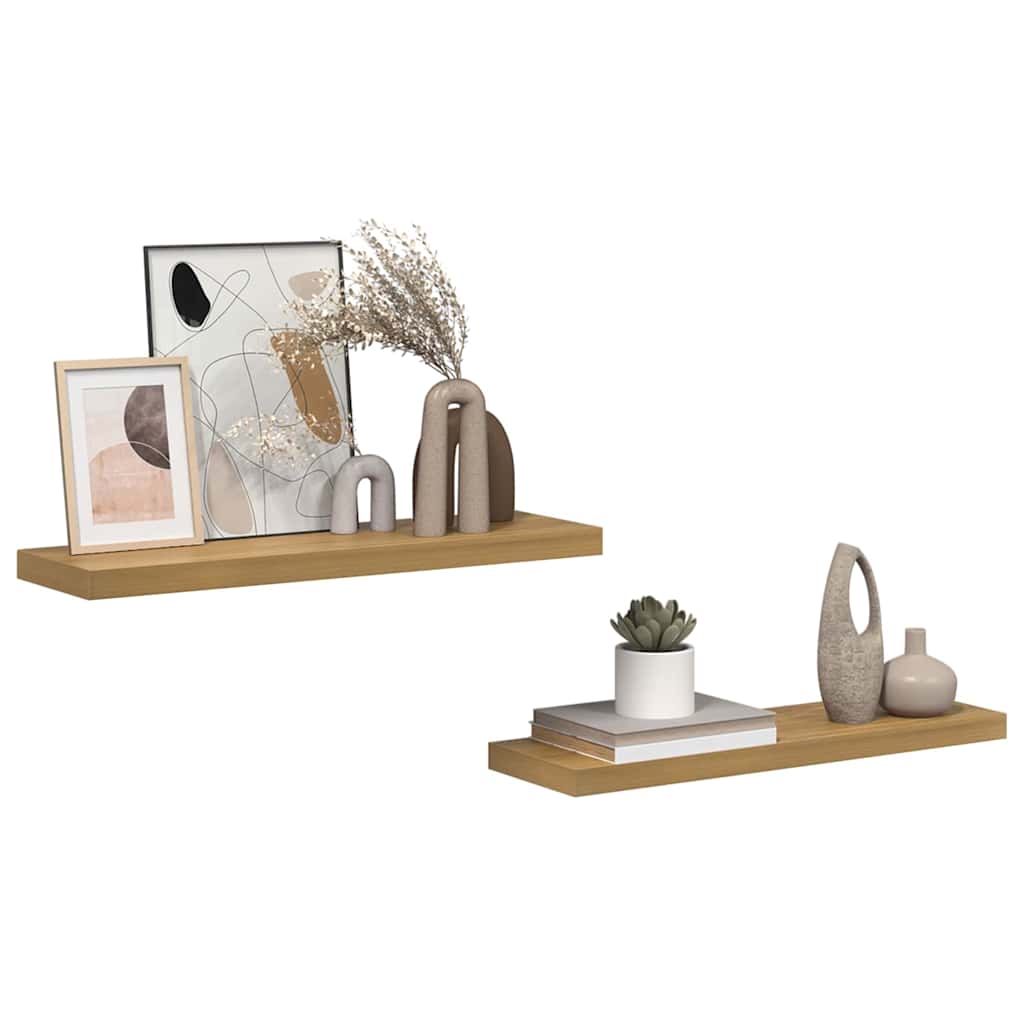Polica na zidu 2 pcs Smeđa 80 x 23,5 x 4 cm Konstruirano drvo