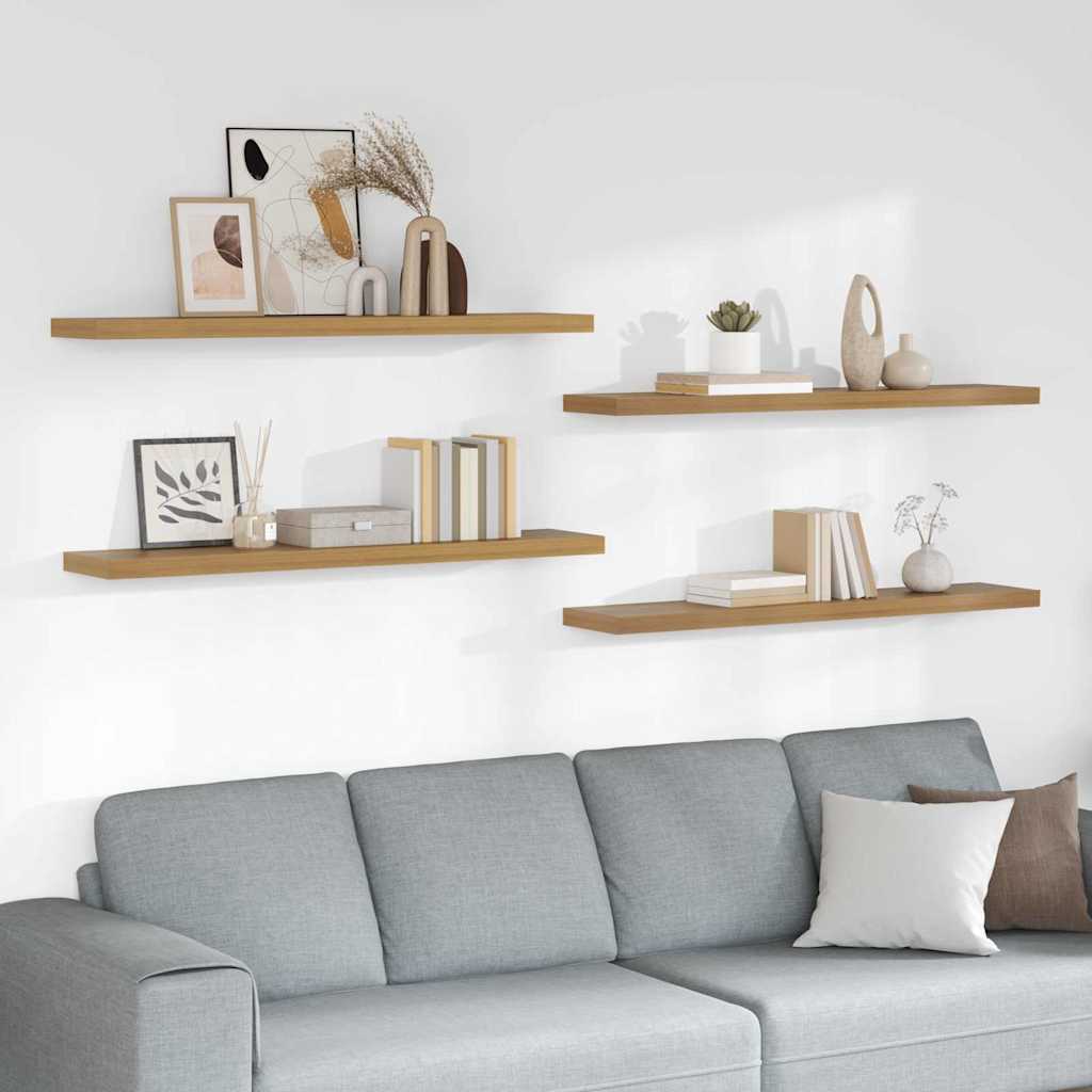 Polica na zidu 4 pcs Smeđa 120 x 23,5 x 4 cm Konstruirano drvo