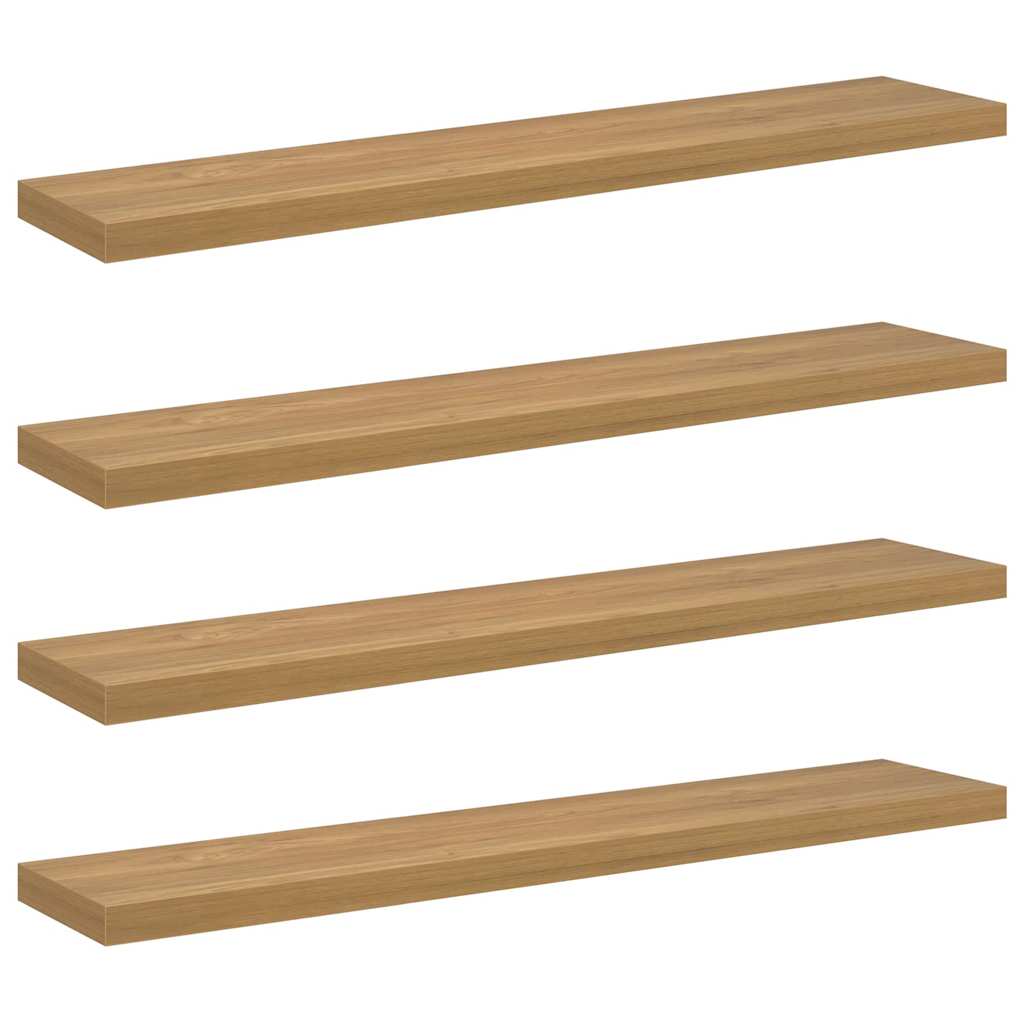 Polica na zidu 4 pcs Smeđa 120 x 23,5 x 4 cm Konstruirano drvo
