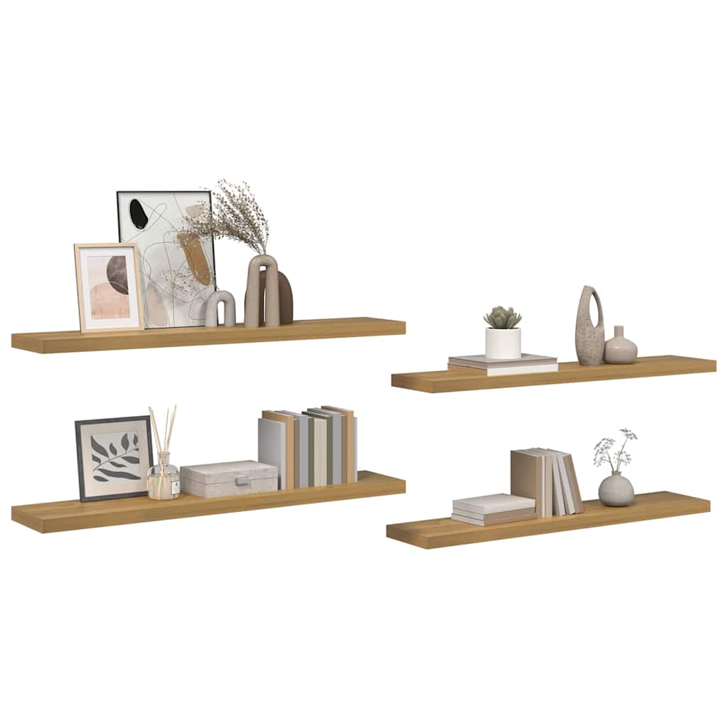 Polica na zidu 4 pcs Smeđa 120 x 23,5 x 4 cm Konstruirano drvo
