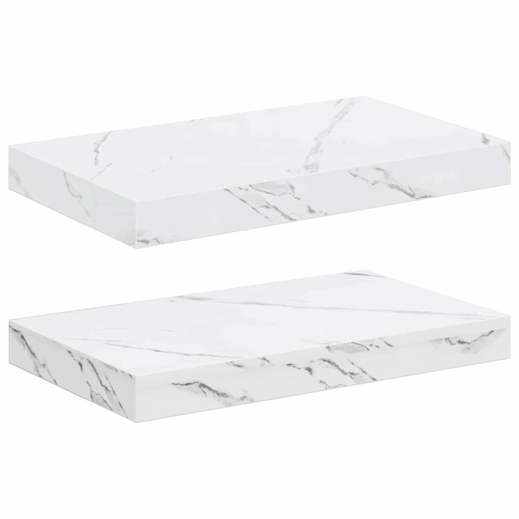 Polica na zidu Zidne 2 pcs Bijeli mramor 40 x 23,5 x 4 cm