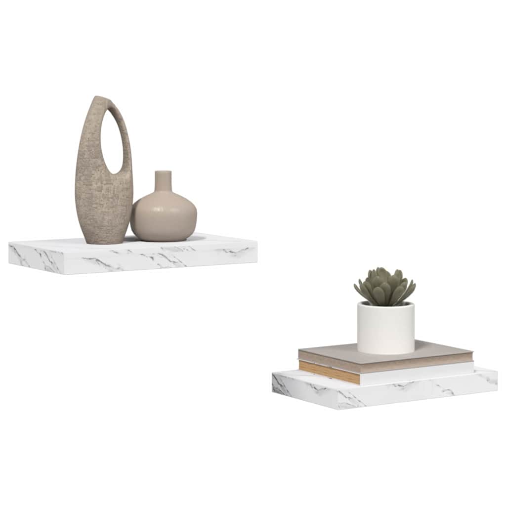 Polica na zidu Zidne 2 pcs Bijeli mramor 40 x 23,5 x 4 cm