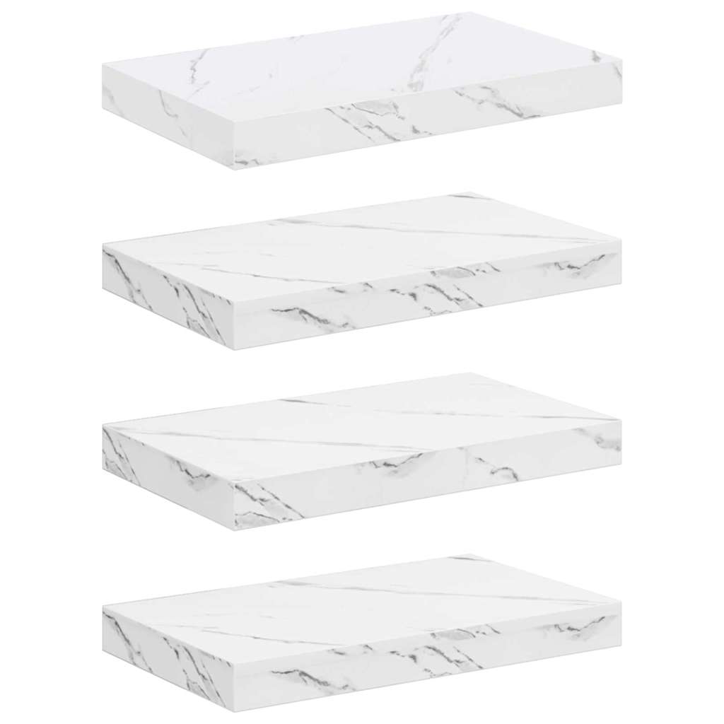 Polica na zidu Zidne 4 pcs Bijeli mramor 40 x 23,5 x 4 cm