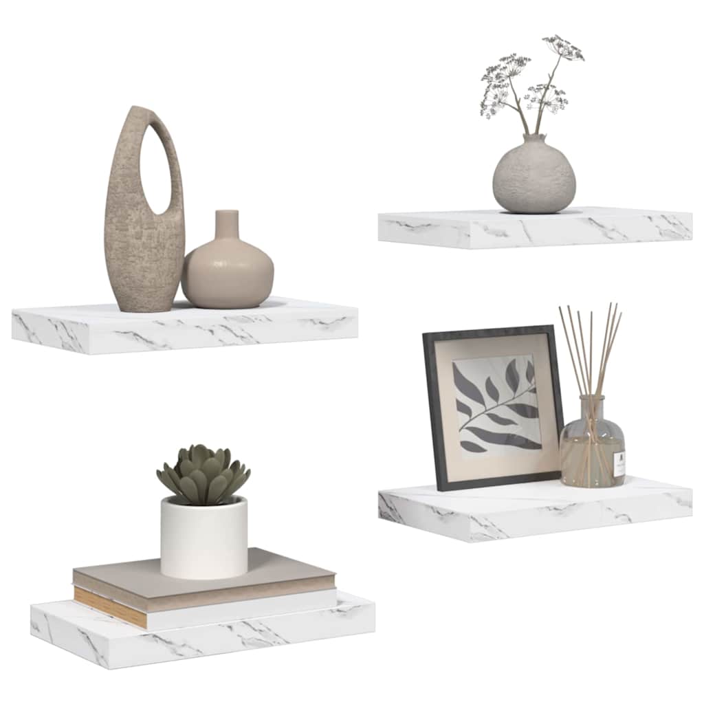 Polica na zidu Zidne 4 pcs Bijeli mramor 40 x 23,5 x 4 cm