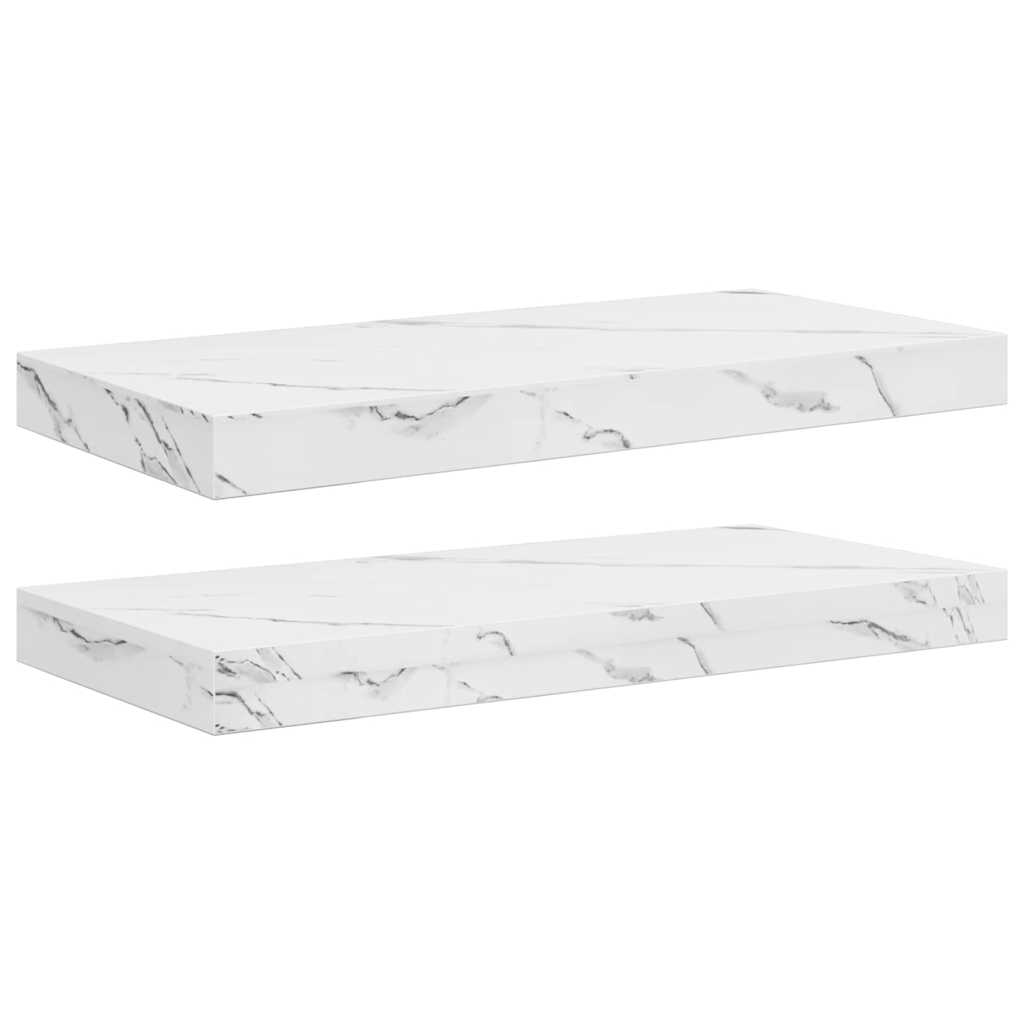 Polica na zidu Zidne 2 pcs Bijeli mramor 50 x 23,5 x 4 cm