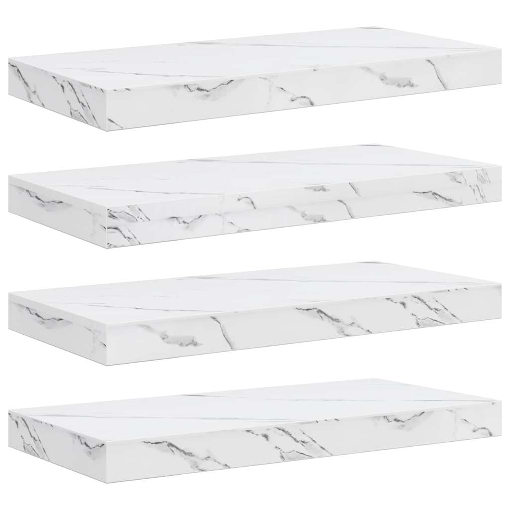 Polica na zidu Zidne 4 pcs Bijeli mramor 50 x 23,5 x 4 cm