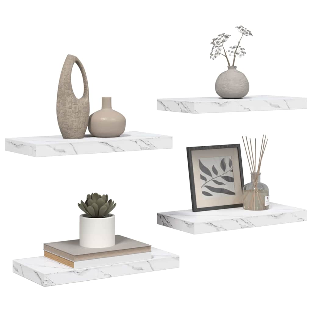 Polica na zidu Zidne 4 pcs Bijeli mramor 50 x 23,5 x 4 cm