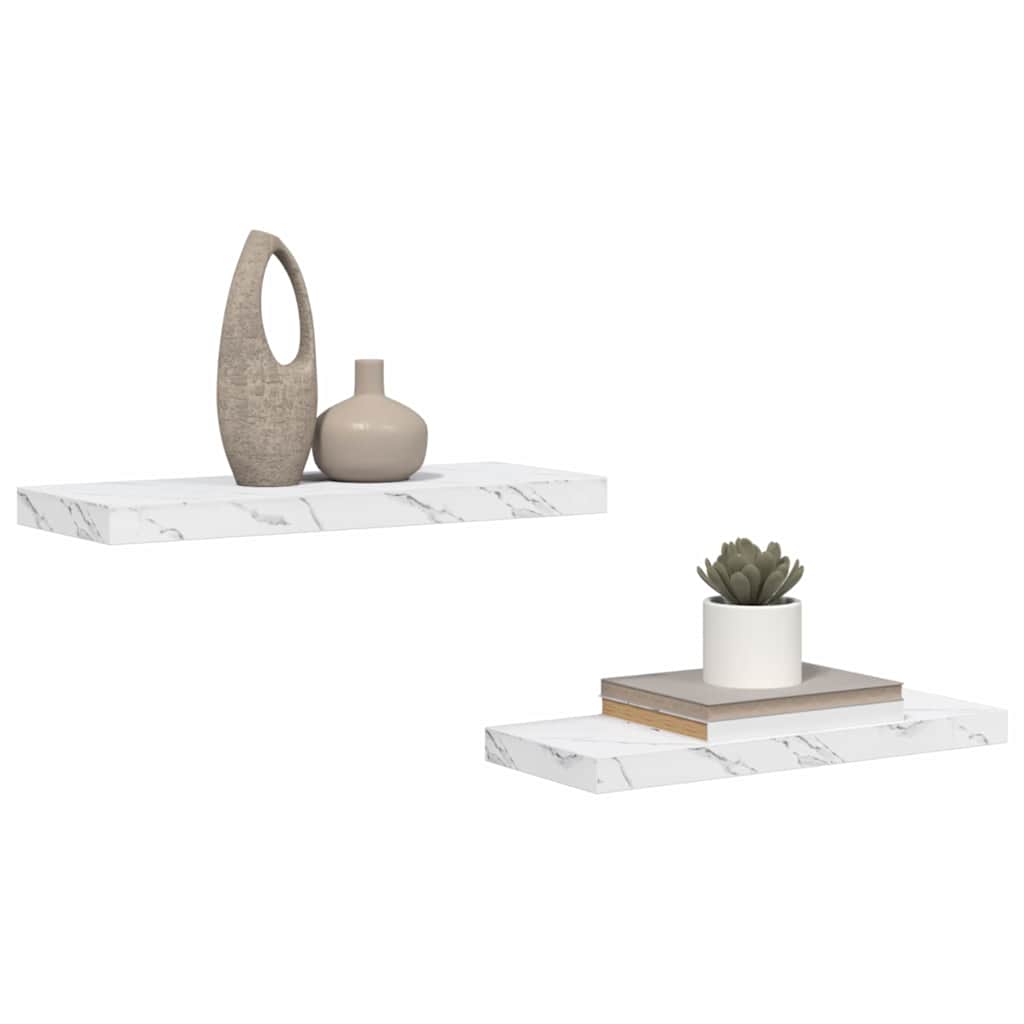 Polica na zidu Zidne 2 pcs Bijeli mramor 60 x 23,5 x 4 cm