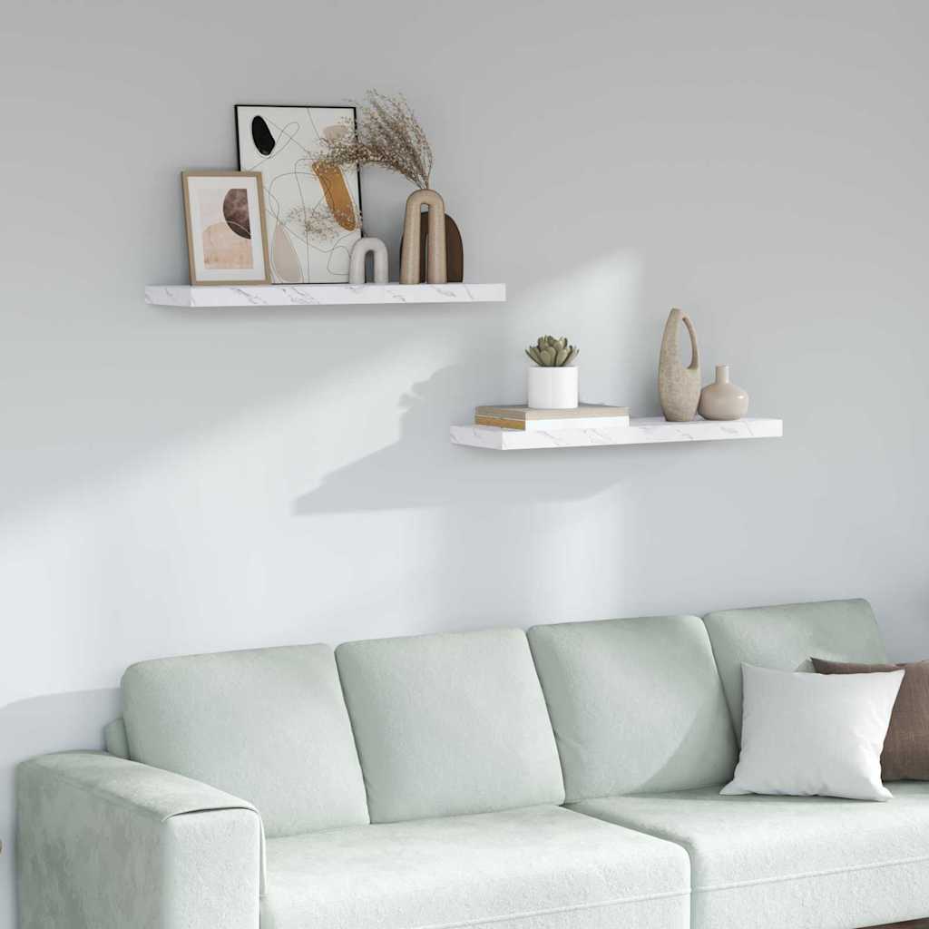 Polica na zidu Zidne 2 pcs Bijeli mramor 90 x 23,5 x 4 cm