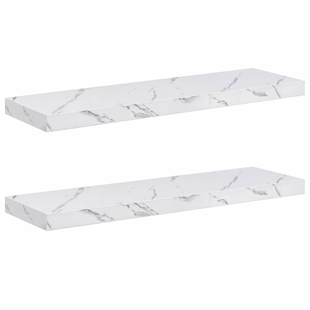 Polica na zidu Zidne 2 pcs Bijeli mramor 90 x 23,5 x 4 cm