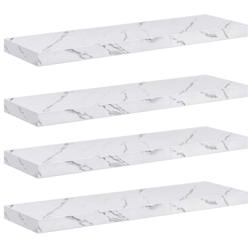 Polica na zidu Zidne 4 pcs Bijeli mramor 90 x 23,5 x 4 cm