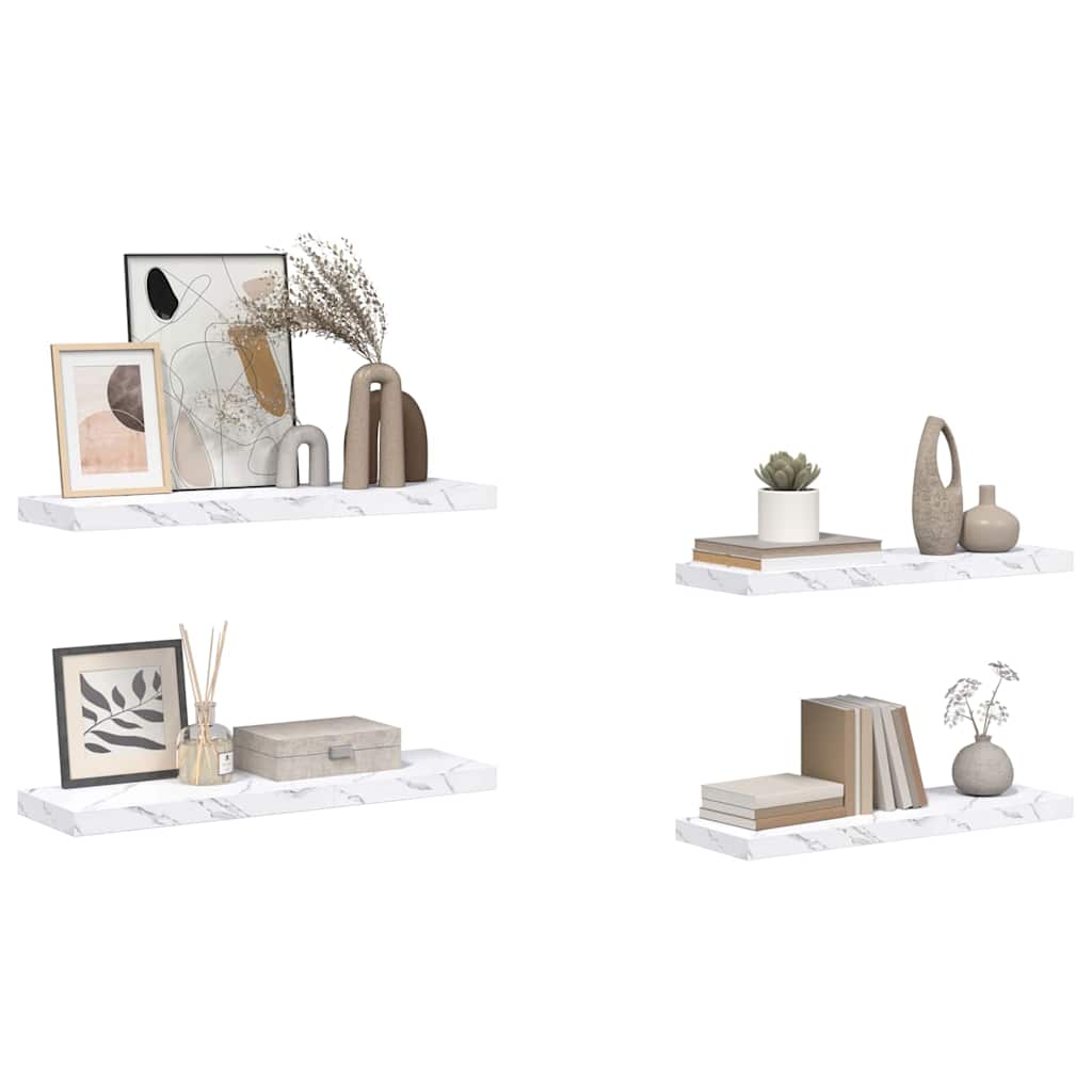 Polica na zidu Zidne 4 pcs Bijeli mramor 90 x 23,5 x 4 cm